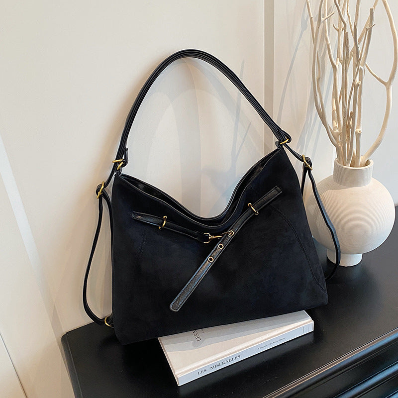 Vintage high-end suede multifunctional shoulder crossbody bag-thevervian