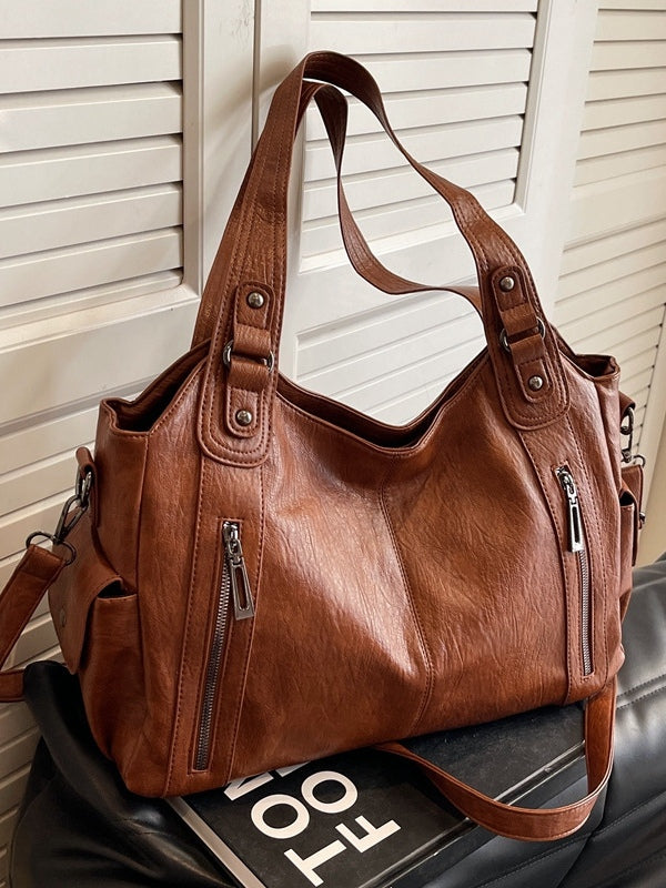 Fashionable rivet high-end large-capacity tote bag-thevervian