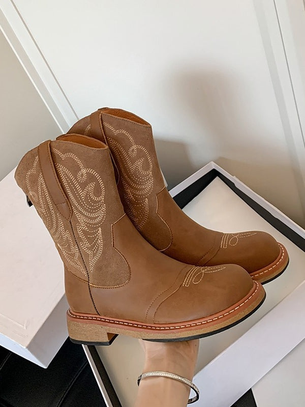 British retro embroidered western cowboy boots-thevervian