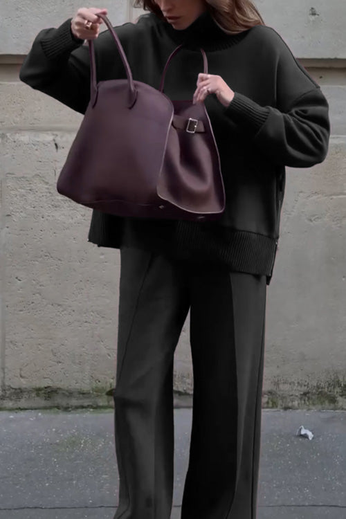 Long Sleeve Sweatshirt Casual Pocket Trousers Two-piece Set-thevervian