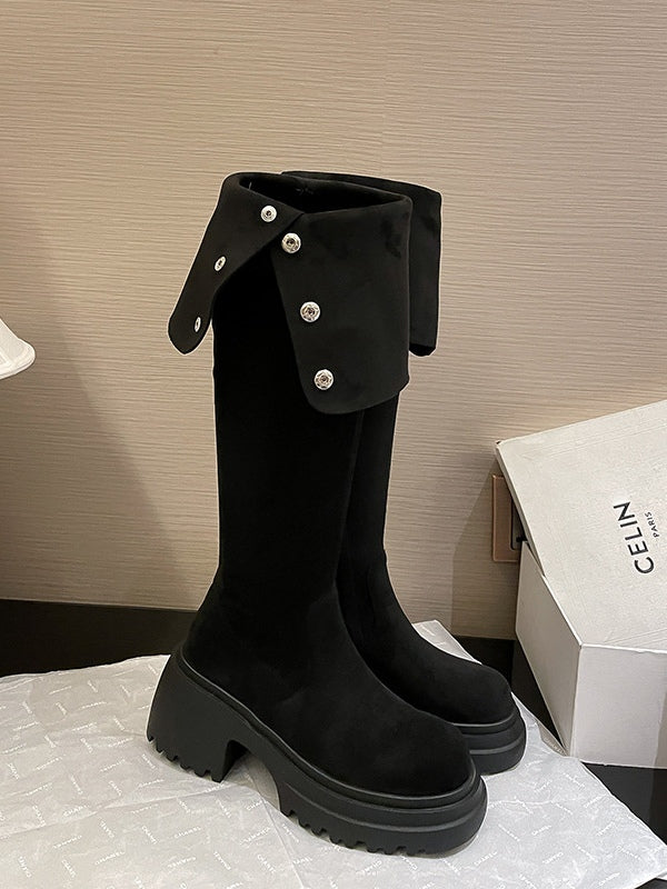 Over the knee boots brown long boots knight boots-thevervian