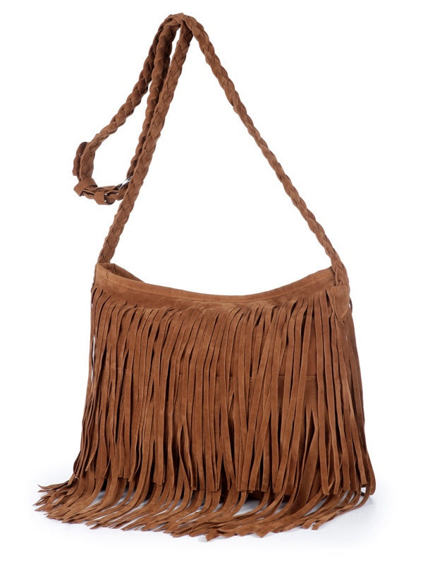 Frosted tassel women's crossbody shoulder bag-thevervian