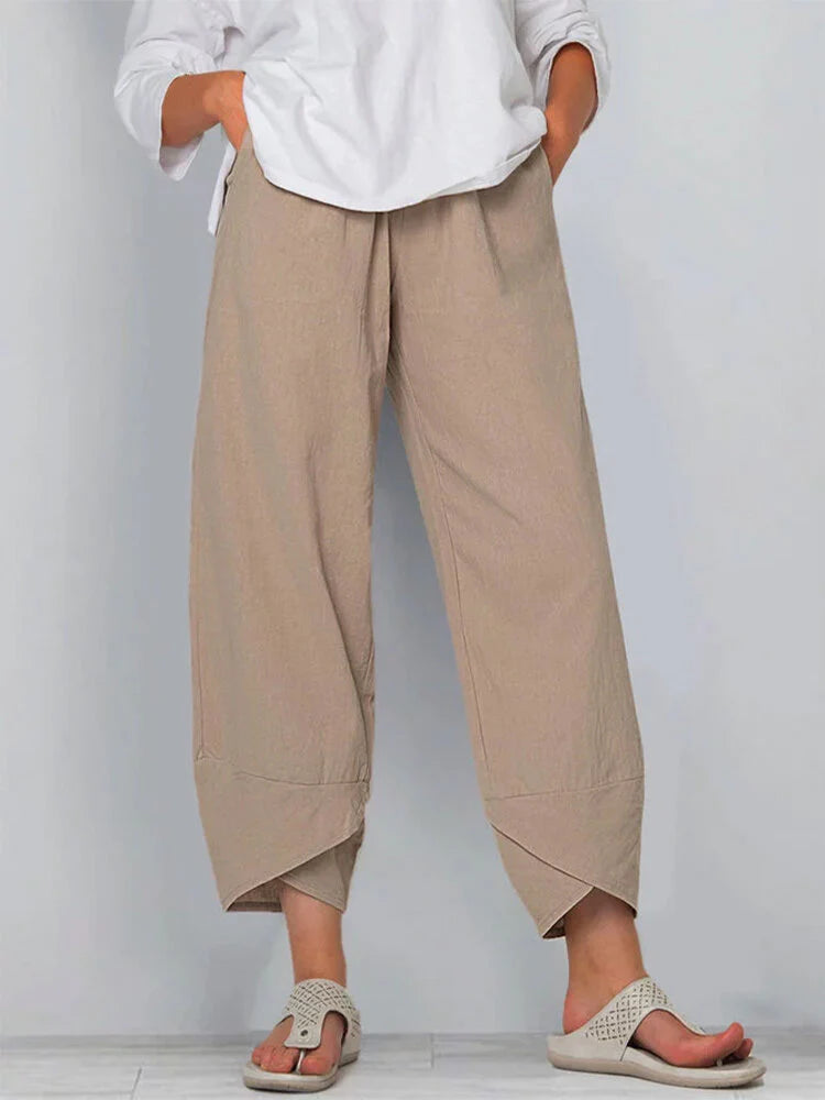 Solid Color Simple Casual Ankle Pants-thevervian