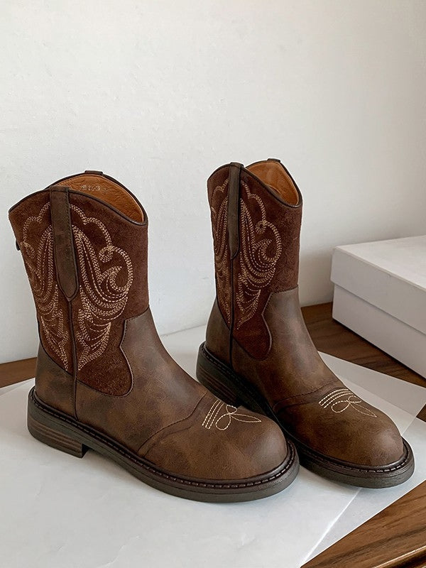 British retro embroidered western cowboy boots-thevervian