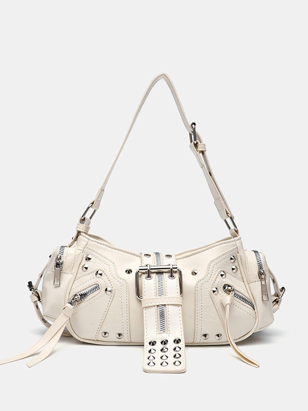 Rivet one-shoulder commuter crossbody motorcycle bag-thevervian