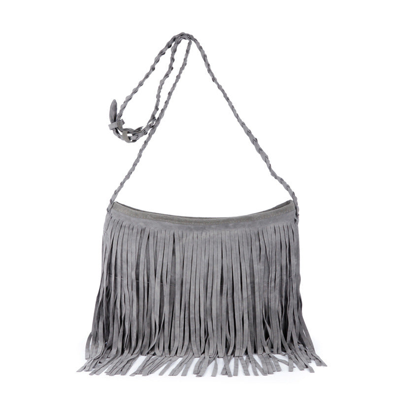 Frosted tassel women's crossbody shoulder bag-thevervian