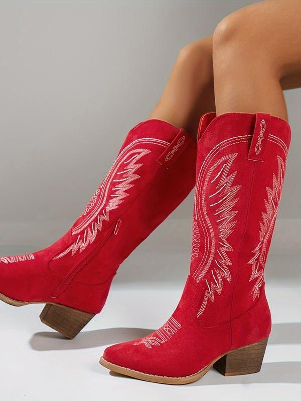 Women's low-heeled cigarette boots-thevervian
