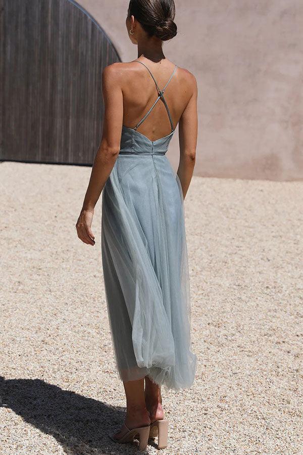 Modern-day Princess Chiffon Suspenders Party Maxi Dress-thevervian