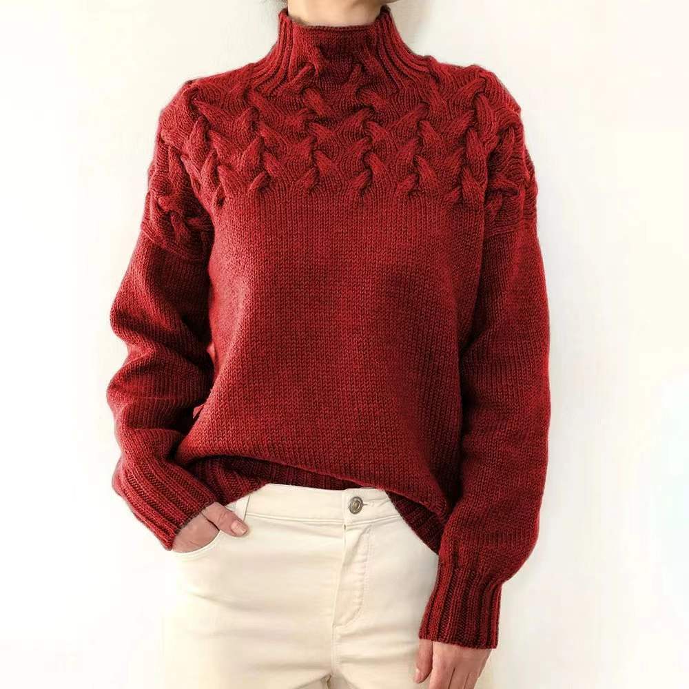 Casual turtleneck solid-color sweater-thevervian