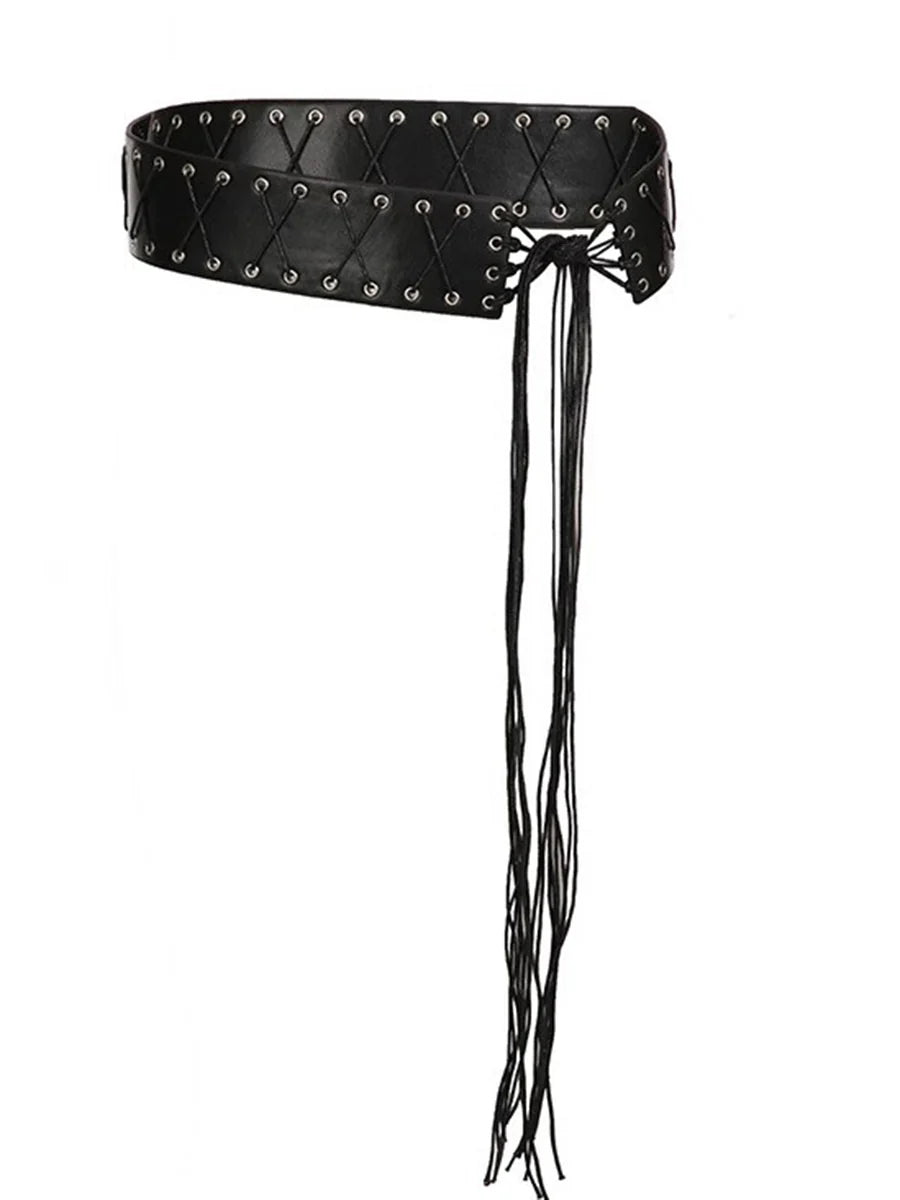 American Style Eyelet Strap PU Belt-thevervian