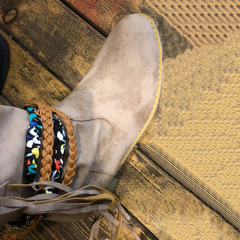 Vintage Western Tribal Tassel and Ankle Boots-thevervian
