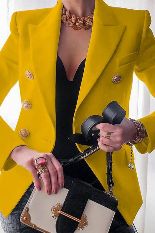 Chic Solid Long Sleeve Buttons Slim Coat-thevervian