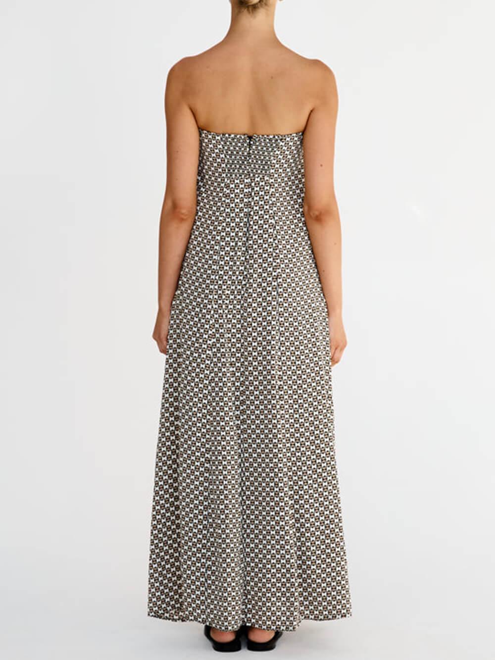 Bohemian Diamond Print Maxi Dress-thevervian