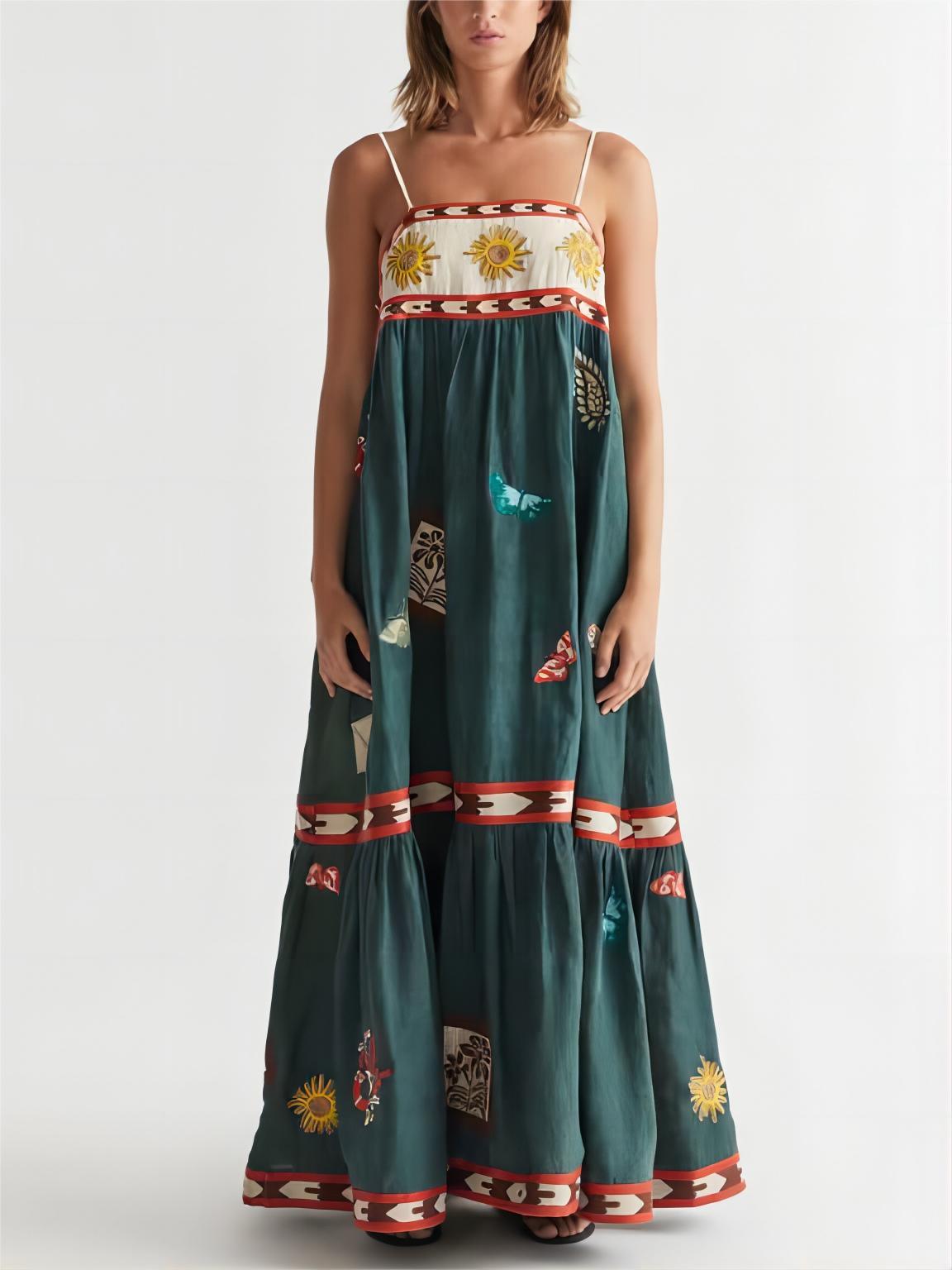 Fun Summer Unique Printed Midi Dress-thevervian