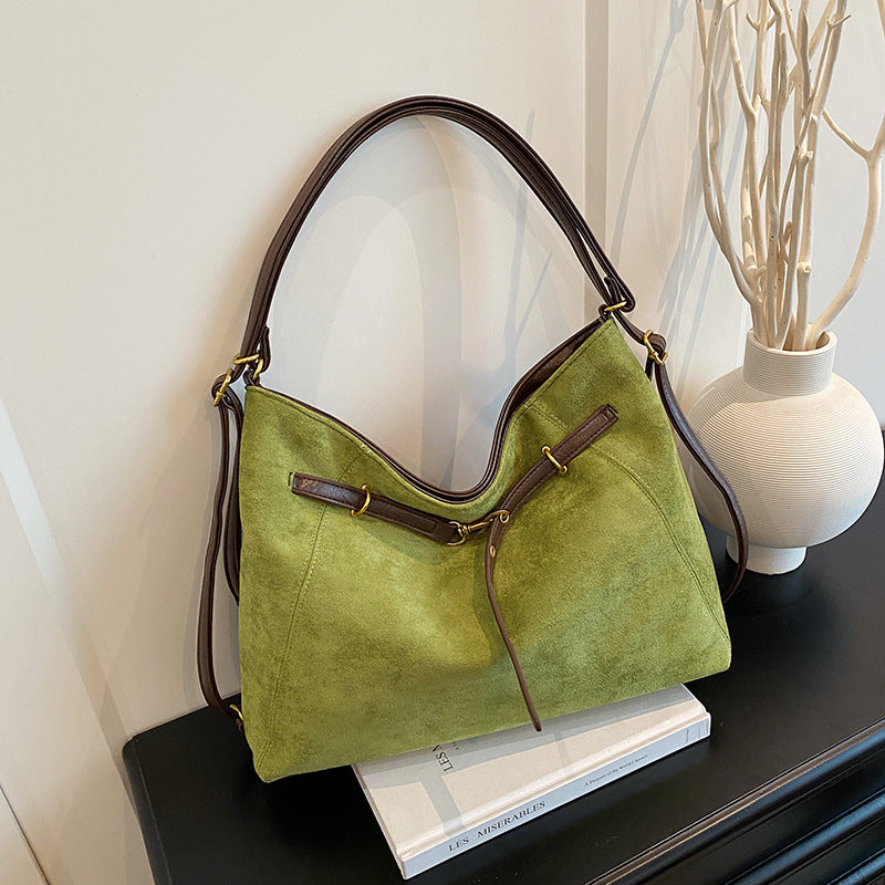 Vintage high-end suede multifunctional shoulder crossbody bag-thevervian