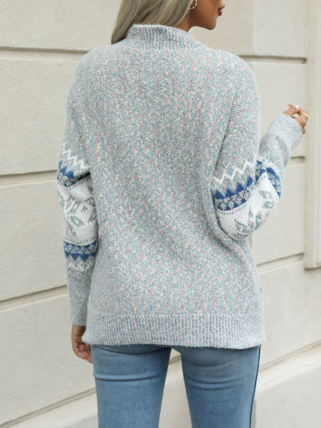 Women's Christmas Knitted High Neck Snowflake Sweater-thevervian