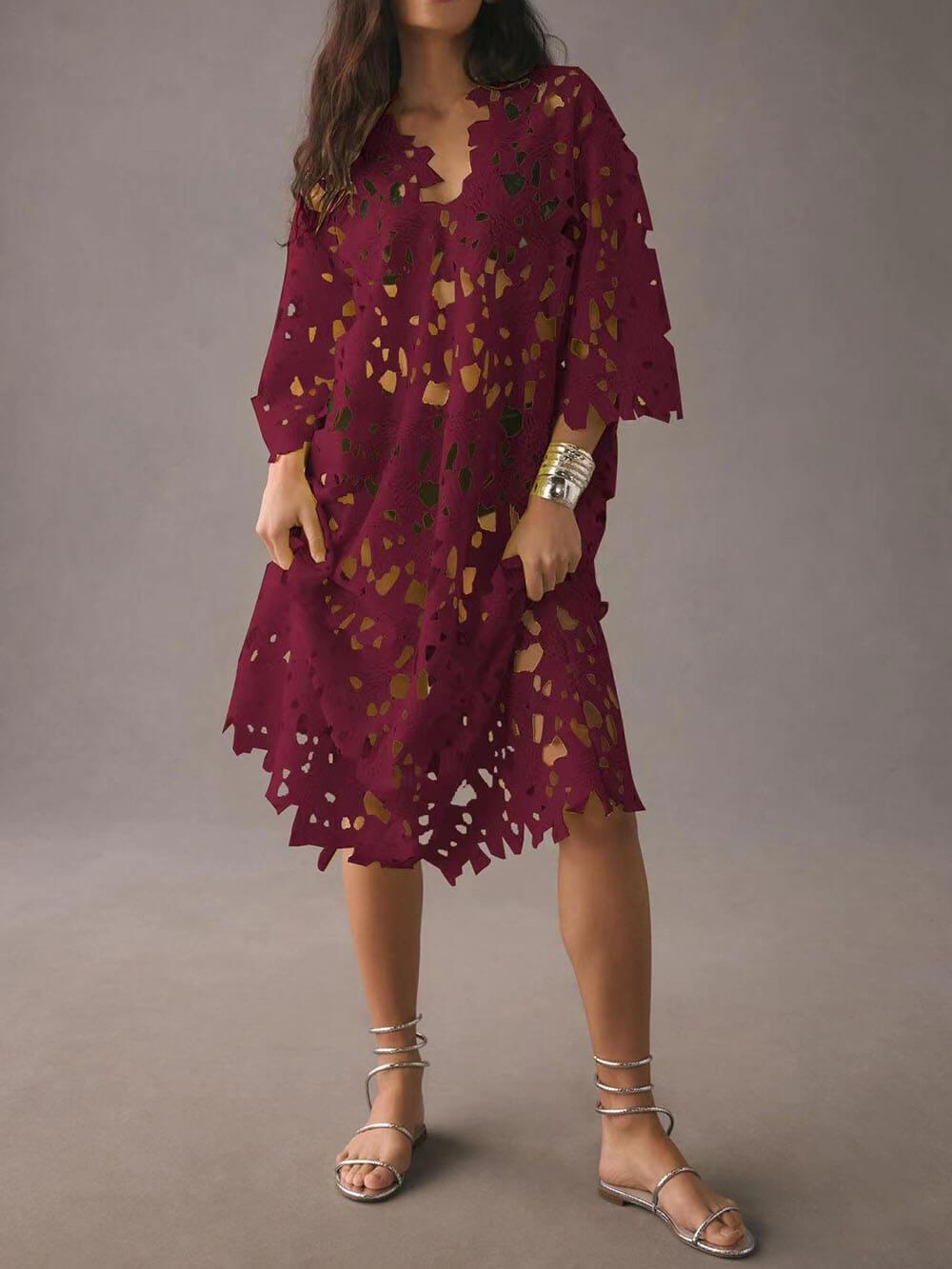 Cover Up Lace Beach Midi Dress-thevervian