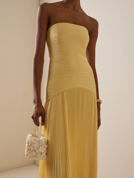 Solid Splicing Off-Shoulder Maxi Dress-thevervian