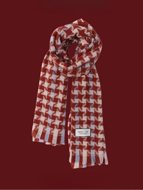 Christmas Fashion Retro Red Christmas Knitted Scarf-thevervian