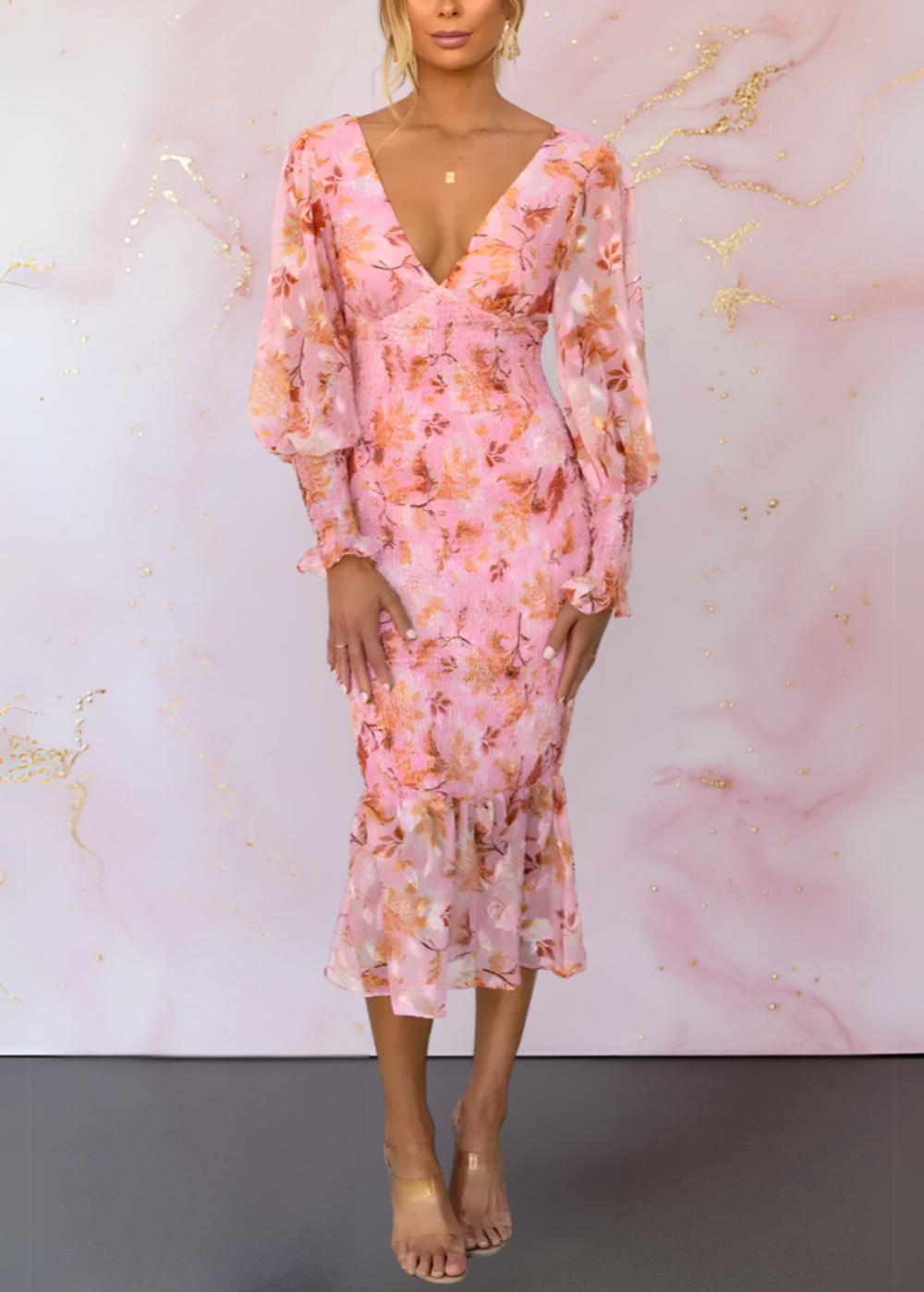 Elegant and Chic Floral Dress-thevervian