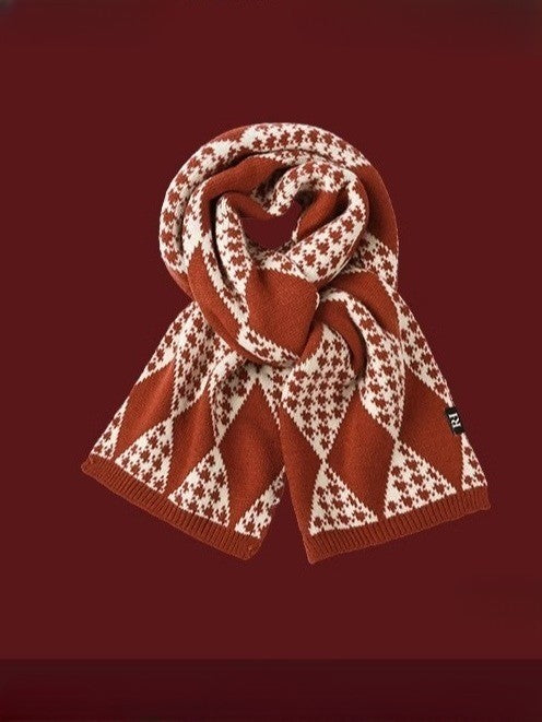 Christmas Fashion Retro Red Christmas Knitted Scarf-thevervian