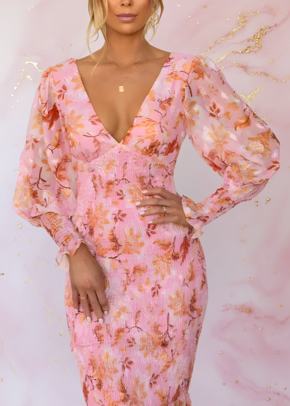 Elegant and Chic Floral Dress-thevervian