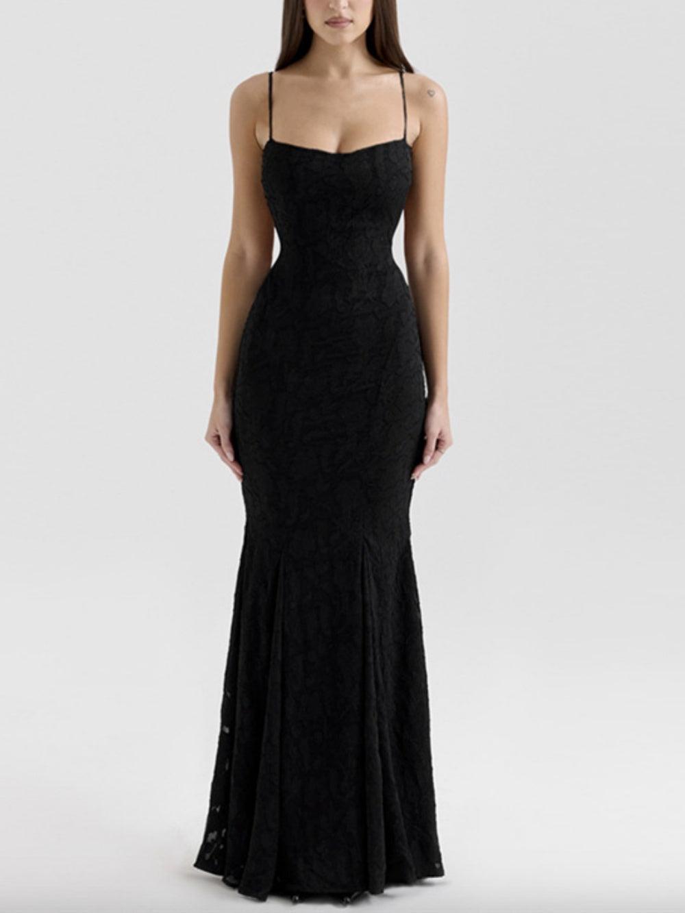 Tie-back fishtail maxi dress-thevervian