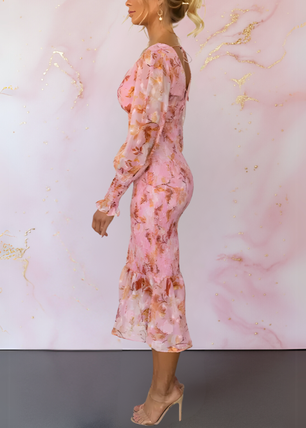 Elegant and Chic Floral Dress-thevervian