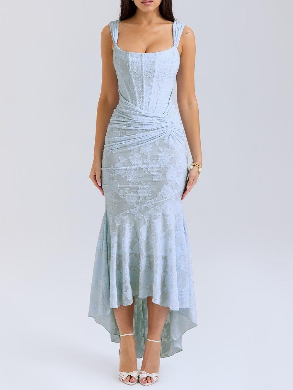 Blue bell floral maxi dress-thevervian