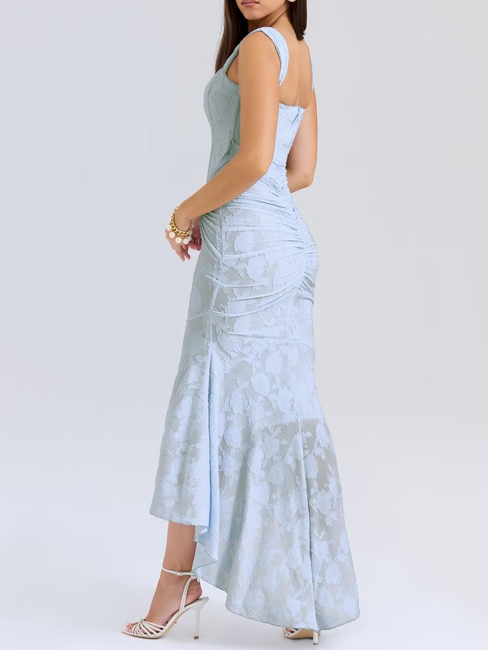 Blue bell floral maxi dress-thevervian