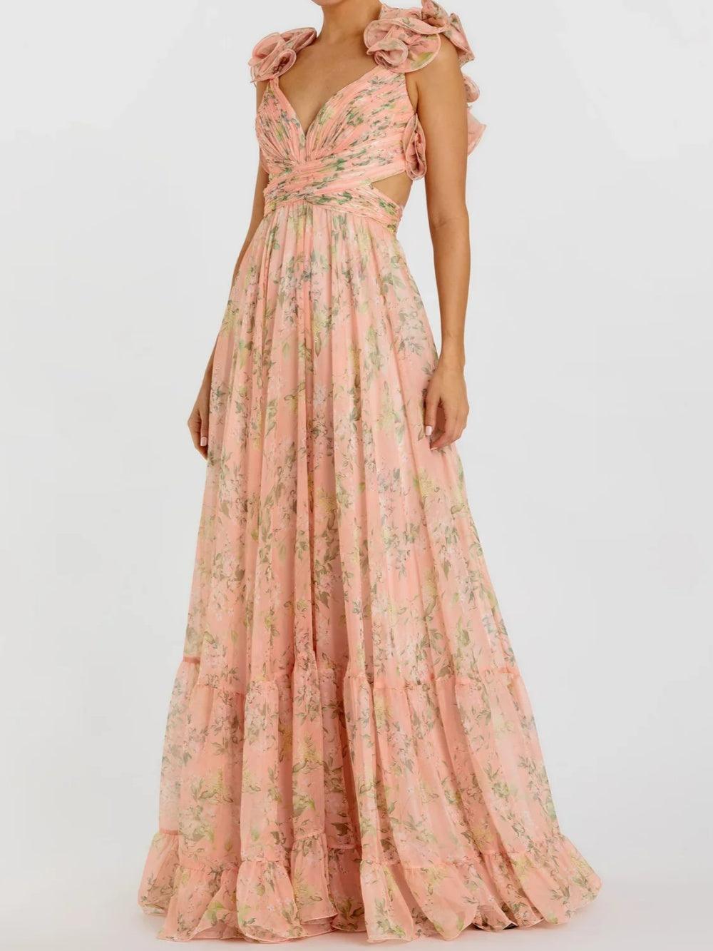 Backless printed maxi dress-thevervian