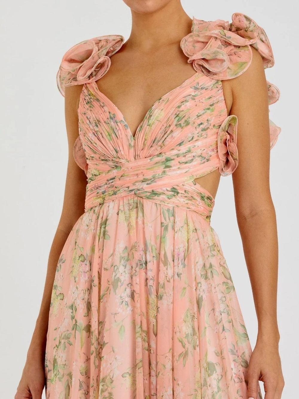 Backless printed maxi dress-thevervian