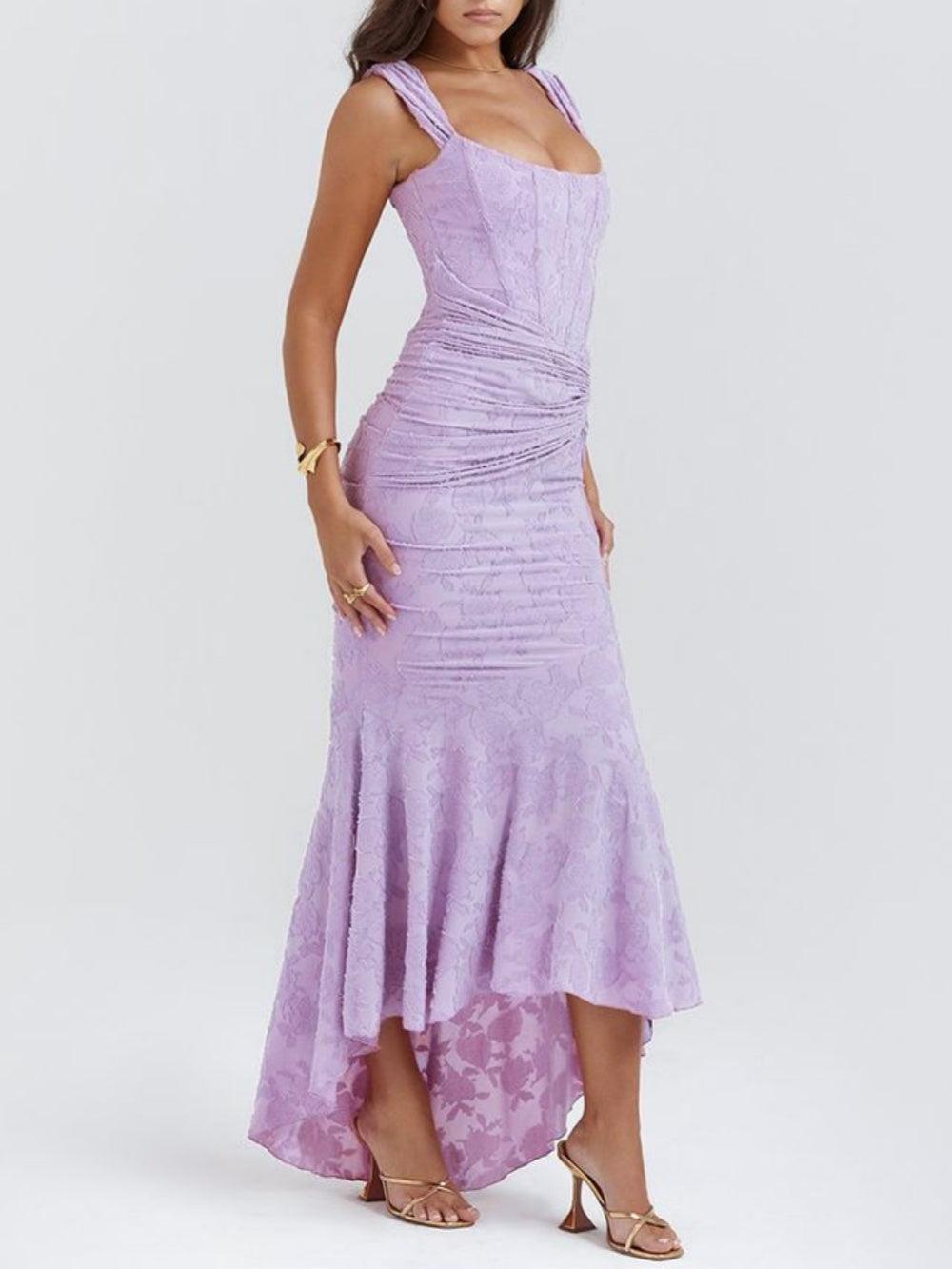 Blue bell floral maxi dress-thevervian