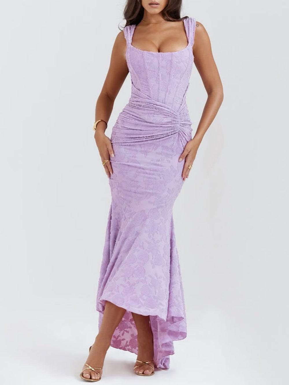 Blue bell floral maxi dress-thevervian