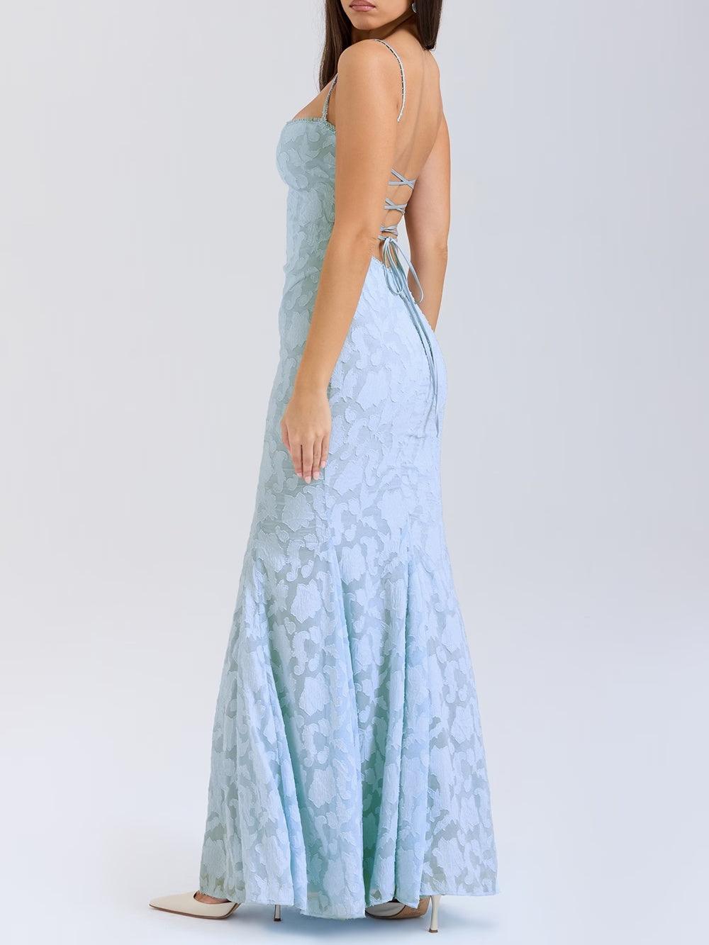 Tie-back fishtail maxi dress-thevervian