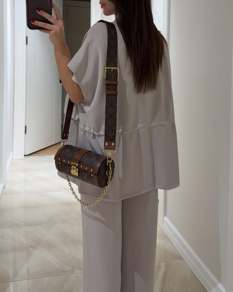 Casual Waist Stretch Detail Top & Pants Two-Piece Set-thevervian