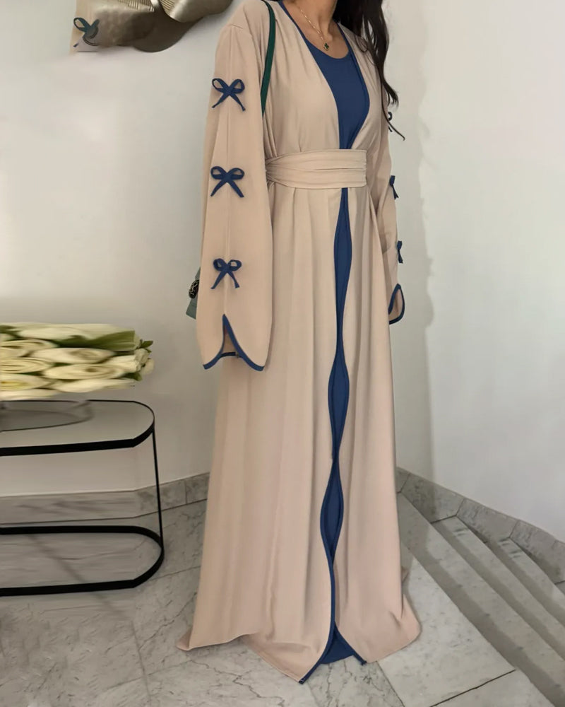 Elegant Bow Cardigan & Dress Two-Piece Set-thevervian