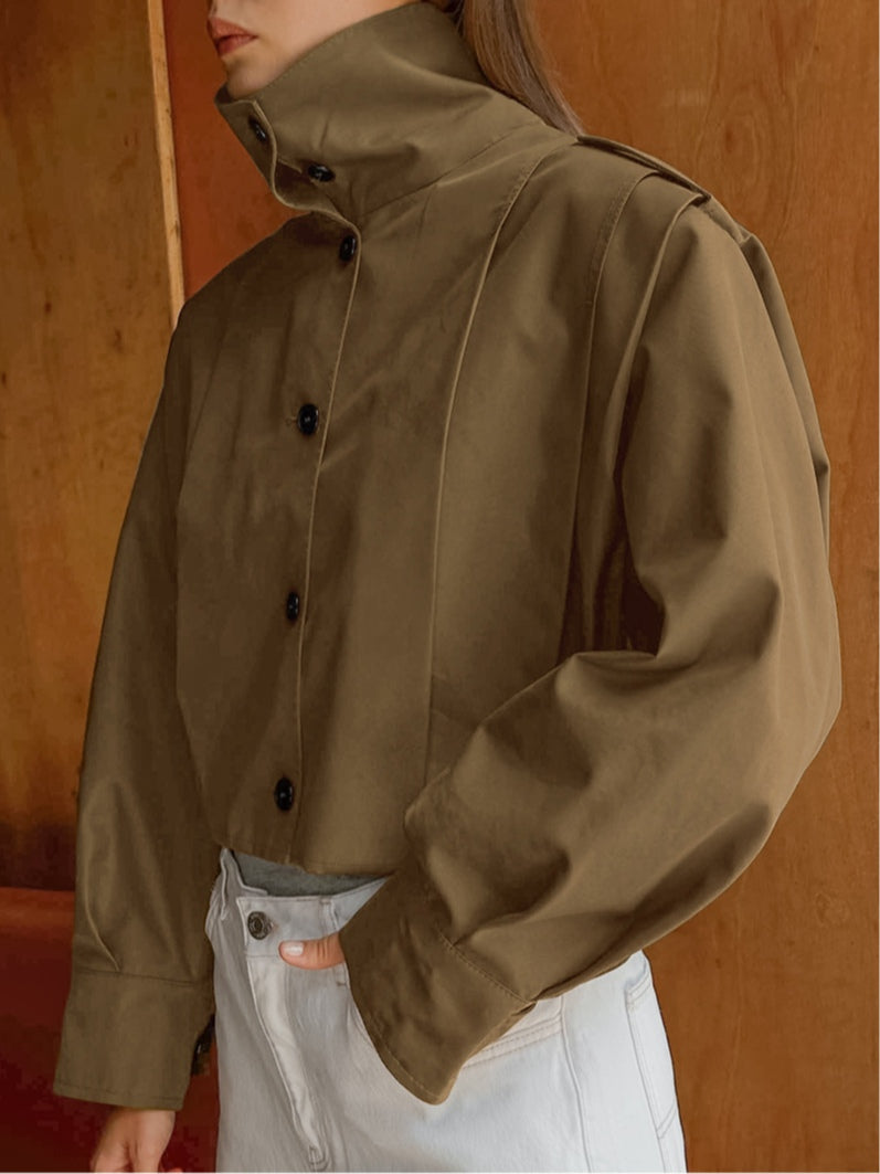Pleated lapel loose long-sleeved jacket-thevervian