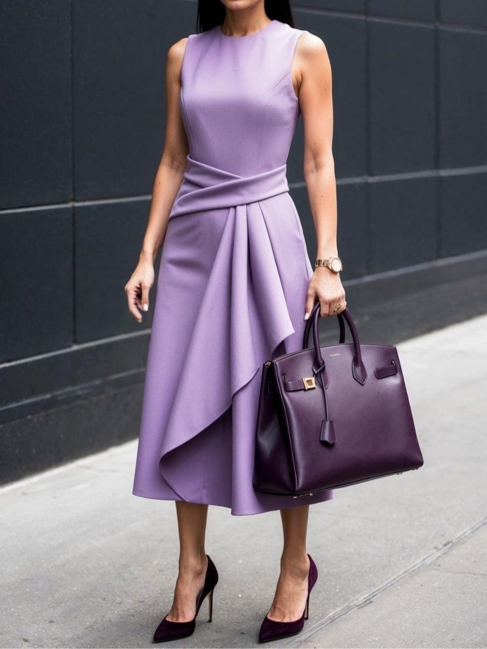 Elegant Irregular Seamless Midi Dress-thevervian