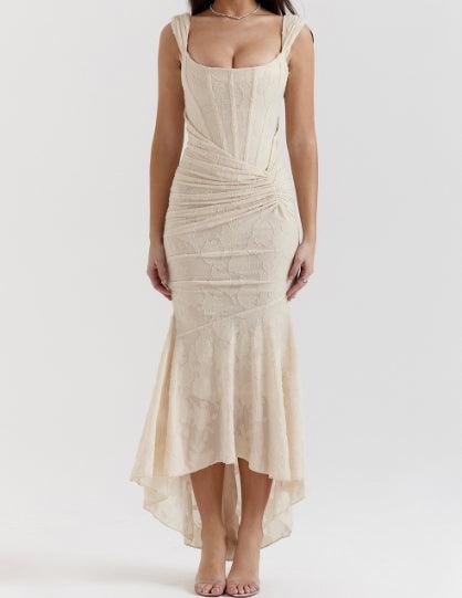 White floral maxi dress-thevervian