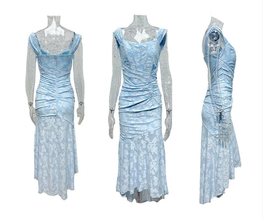 Blue bell floral maxi dress-thevervian