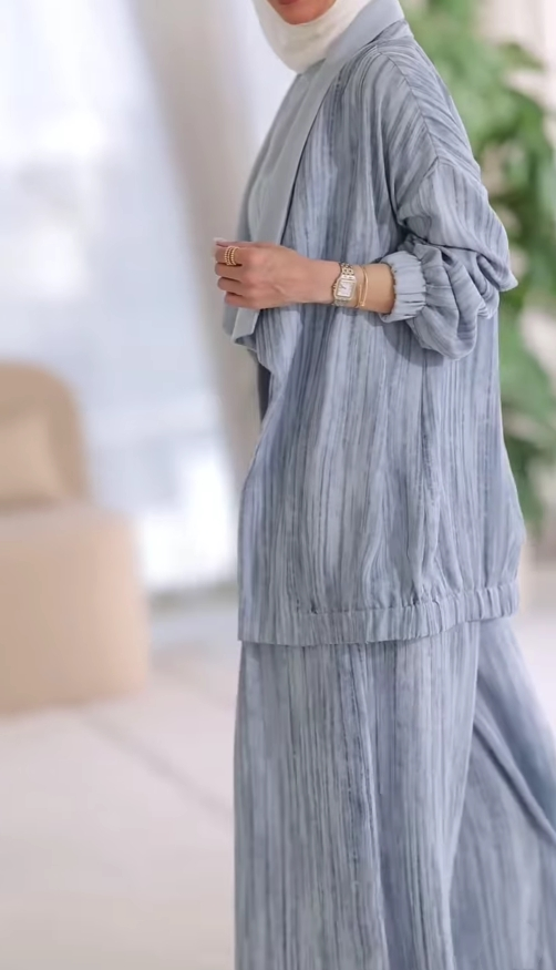 Lapel vertical striped casual three-piece set-thevervian