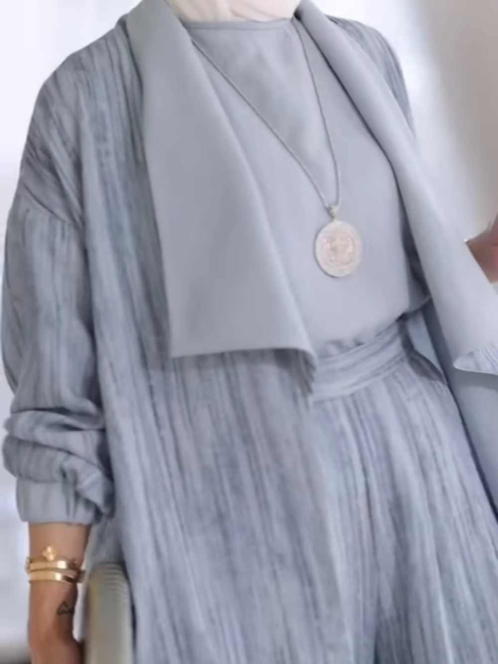 Lapel vertical striped casual three-piece set-thevervian