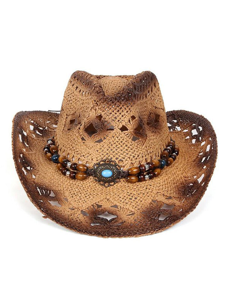 Western Vintage Denim Hollow Hat-thevervian