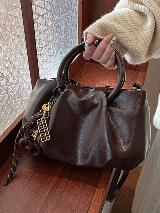 Lightweight crossbody handbag pleated cloud bag-thevervian