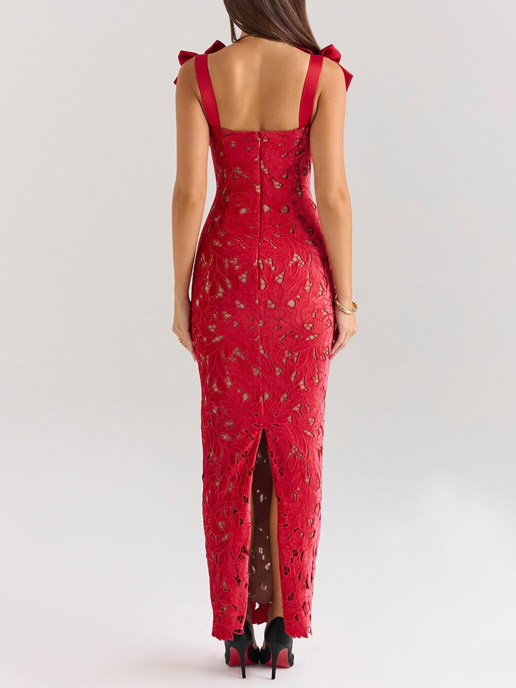 Elegant Bow Strap Festive Maxi Dress-thevervian
