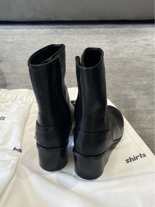 Genuine leather split-toe chunky heel mid-calf Martin boots-thevervian