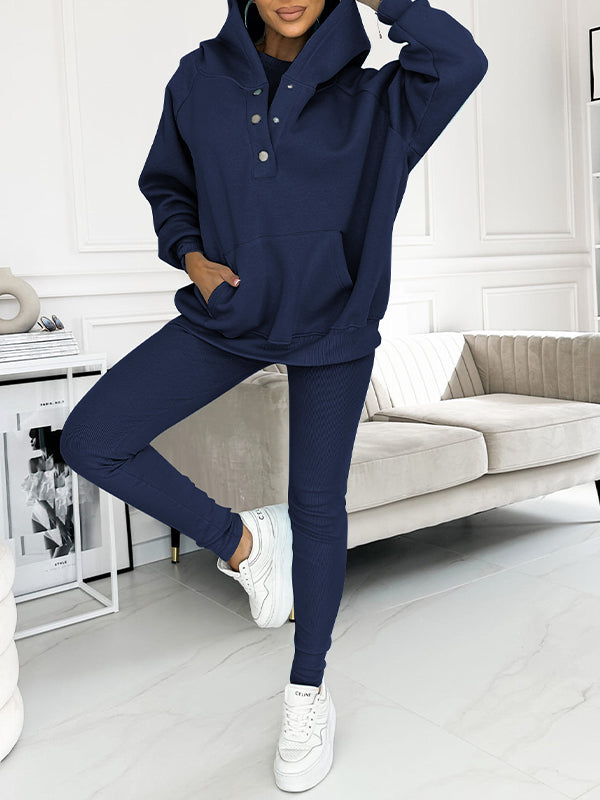Casual and Comfortable Three-piece Sweatshirt Set-thevervian