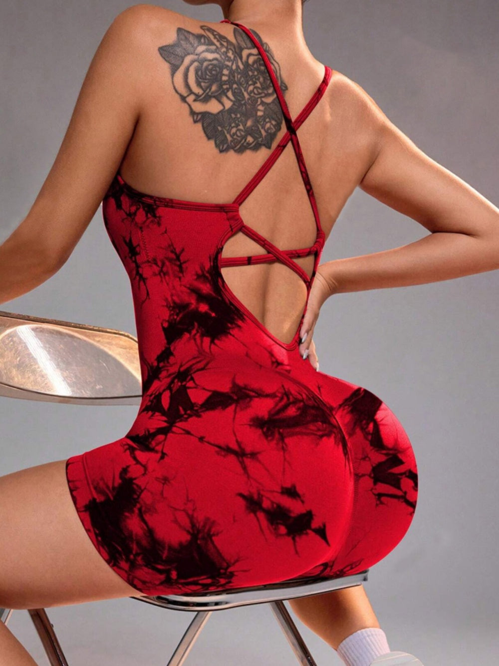 Marble Print Quick-Drying Yoga Bodysuit-thevervian