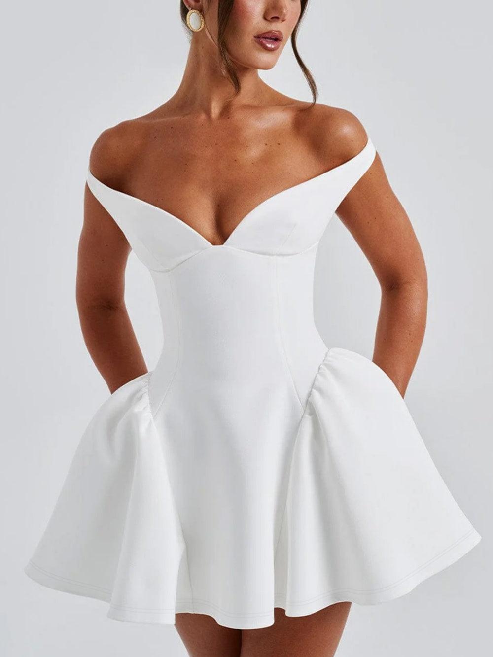 V-neck low-cut backless mini dress-thevervian